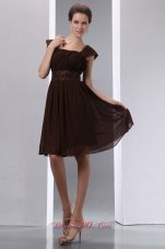 Saddle Brown Square Mother Of The Bride Dress Knee-length