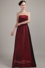 Burgundy Empire Bridesmaid Maxi Dress Ruch Strapless