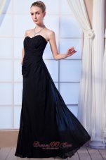 Black Empire Bridesmaid Dress Floor-length Ruch