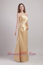 Spaghetti Straps Champagne Bridesmaid Dress Appliques