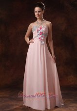 Beaded Decorate Asymmetrical Floral Trimmed Prom dress