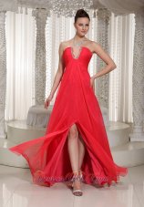 Beaded Slot Sexy Slit Long Prom Dress With Chiffon