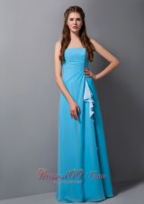 Handkerchief Decor Column Floor-length Bridesmaid Dress