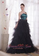 Ruffled Layers One Shoulder Tulle Brush Celebrity Dress