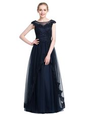 Floor Length Zipper Black and In for Prom and Party with Beading