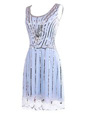 Fancy Scoop Sequins Mini Length Column/Sheath Sleeveless Lavender Prom Party Dress Side Zipper