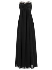 Customized Black Empire Beading Prom Homecoming Dress Zipper Chiffon Sleeveless Floor Length