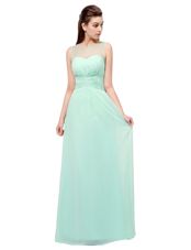 Turquoise Scoop Zipper Ruching Homecoming Party Dress Sleeveless