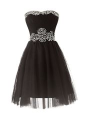 Sumptuous Beading Prom Party Dress Black Zipper Sleeveless Mini Length