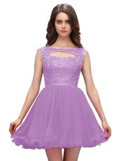 Elegant Mini Length A-line Sleeveless Lavender Evening Wear Zipper