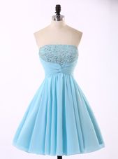 Glorious Sequins Mini Length A-line Sleeveless Blue Evening Dress Zipper