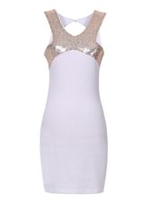 Edgy Halter Top Sleeveless Zipper Mini Length Sequins Dress for Prom