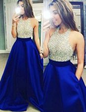 Excellent Halter Top Sleeveless Beading Backless Formal Dresses