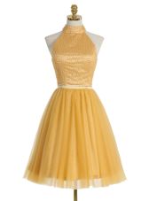 Pretty Organza Sleeveless Mini Length Homecoming Dress and Beading