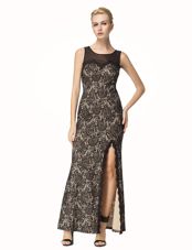 Scoop Sleeveless Zipper Dress for Prom Black Lace