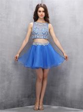 Latest Scoop Organza Sleeveless Mini Length Club Wear and Beading