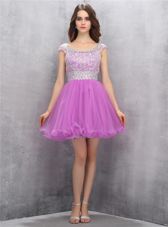 Ideal Lilac Prom Dresses Prom and Party and For with Beading Scoop Sleeveless Zipper