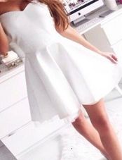 Enchanting Mini Length White Evening Dress Sweetheart Sleeveless Zipper