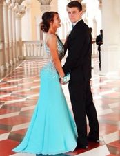 Graceful Mermaid Blue Sleeveless Court Train Beading