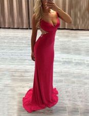 Sleeveless Brush Train Beading Zipper Homecoming Dress