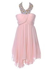 Baby Pink Prom Dress Prom and Party and For with Beading Strapless Sleeveless Backless