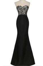 Mermaid Black Sweetheart Neckline Pattern Homecoming Dress Sleeveless Lace Up