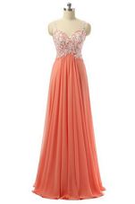 Watermelon Red Spaghetti Straps Zipper Beading and Appliques Prom Dresses Sleeveless