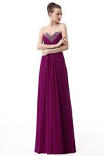 Captivating Chiffon Sleeveless Floor Length Evening Dress and Beading and Ruching