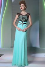 Dazzling Scoop Chiffon Sleeveless Floor Length Dress for Prom and Appliques