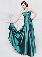 Sleeveless Lace Up Floor Length Ruching Homecoming Dress