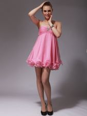 Mini Length Zipper Party Dress for Toddlers Rose Pink and In for Prom and Party with Ruching