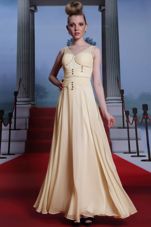 Beauteous Floor Length Column/Sheath Sleeveless Light Yellow Side Zipper