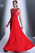 Best Bateau Sleeveless Zipper Homecoming Dress Red Chiffon