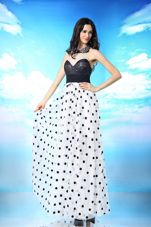 Stylish White And Black Dress for Prom Prom and Party and For with Beading and Sequins and Ruching Halter Top Sleeveless Side Zipper