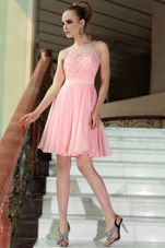 Colorful Baby Pink Scoop Neckline Pleated Prom Dresses Sleeveless Side Zipper