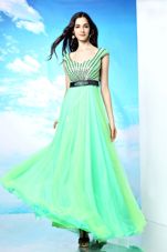 Affordable Multi-color Column/Sheath Chiffon Bateau Sleeveless Beading Floor Length Backless Prom Party Dress