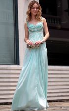 Fantastic Light Blue Sleeveless Chiffon Zipper Homecoming Dress Online for Prom and Party