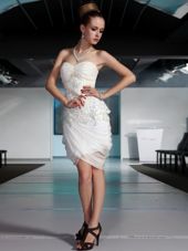 Knee Length Column/Sheath Sleeveless White Prom Evening Gown Side Zipper