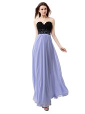 Lavender Prom Gown Prom and For with Beading Sweetheart Sleeveless Lace Up