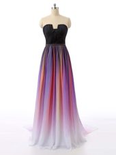 Glorious Ruching Prom Party Dress Multi-color Zipper Sleeveless Sweep Train