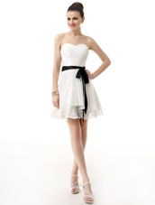 White Sleeveless Chiffon Lace Up Hoco Dress for Prom and Party