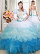 Sexy With Train Multi-color 15th Birthday Dress Sweetheart Sleeveless Brush Train Lace Up