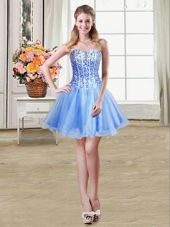 Glorious Blue Sweetheart Neckline Sequins Club Wear Sleeveless Lace Up