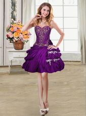 Hot Sale Pick Ups Sweetheart Sleeveless Lace Up Pageant Dress Purple Taffeta