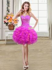 Pretty Multi-color Ball Gowns Sweetheart Sleeveless Organza Mini Length Lace Up Beading and Ruffles Evening Gowns