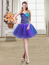 Beautiful Multi-color Tulle Lace Up Club Wear Sleeveless Mini Length Beading and Ruffles