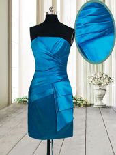 Romantic Teal Lace Up Homecoming Dress Ruching Sleeveless Mini Length