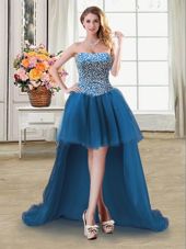 Sleeveless Beading Lace Up Custom Made Pageant Dress