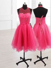 Luxurious Sleeveless Lace Up Knee Length Sequins Party Dress Wholesale