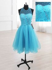 Inexpensive Organza Sleeveless Knee Length Party Dress Wholesale and Sequins